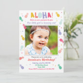 Aloha verjaardagsuitnodiging Tropical Luau Party G Kaart (Staand voorkant)