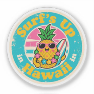 Aloha Viben_ Ananas Surfer Vintage Hawaiaanse Kuns Sticker