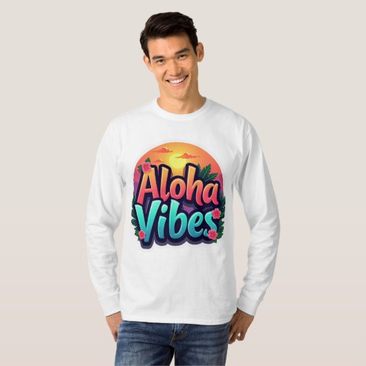 Aloha Vibes Unisex lange mouw T-shirt (Voorkant volledig)