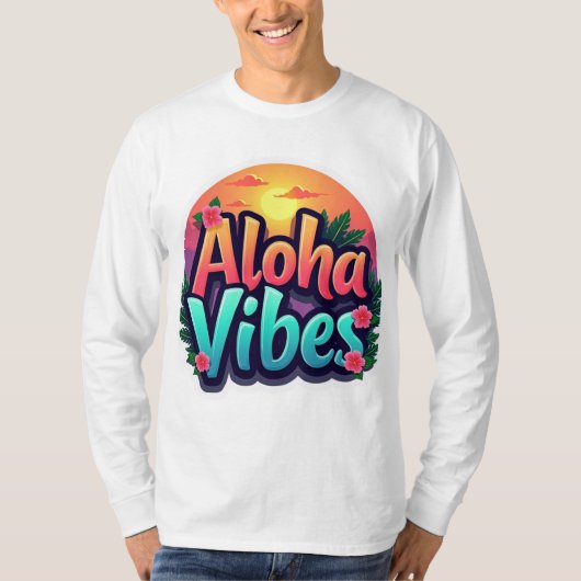 Aloha Vibes Unisex lange mouw T-shirt (Voorkant)
