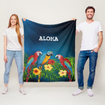 Aloha vogels papegaaien blauwe palmbladeren bloeme