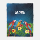 Aloha vogels papegaaien blauwe palmbladeren bloeme fleece deken (Voorkant)