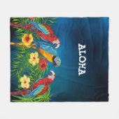 Aloha vogels papegaaien blauwe palmbladeren bloeme fleece deken (Voorkant (Horizontaal))