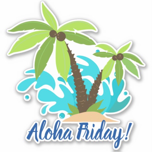 Aloha Vrijdag Palm Tree Sticker (Voorkant)