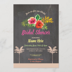 Aloha Vrijgezellenfeest Tropische Chalk  Invite Kaart