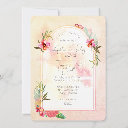 Aloha Waterverf Floral Kaart (Achterkant)
