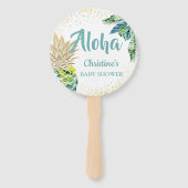 Aloha Waterverf Tropische anananasappelkever Handwaaier (Voorkant)