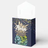 Aloha Waterverf Tropische ananas Navy Blue Bedankdoosjes (Geopend)