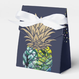 Aloha Waterverf Tropische ananas Navy Blue Bedankdoosjes