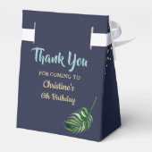 Aloha Waterverf Tropische ananas Navy Blue Bedankdoosjes (Achterkant)