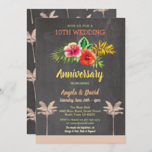 Aloha Wedding Jubileum Tropical Chalk Invite Kaart