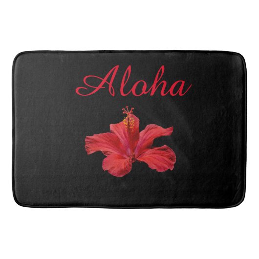 Aloha Welcome Tropical Hawaiian Hibiscus Flower Badmat (Voorkant)