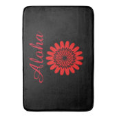 Aloha Welkom Tropisch Hawaïaans Bloemen Rood Zwart Badmat (Voorkant Verticaal)