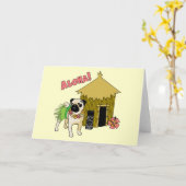  Aloha! Wenskaarten van Hawaiian Pug Kaart (Gele Bloem)