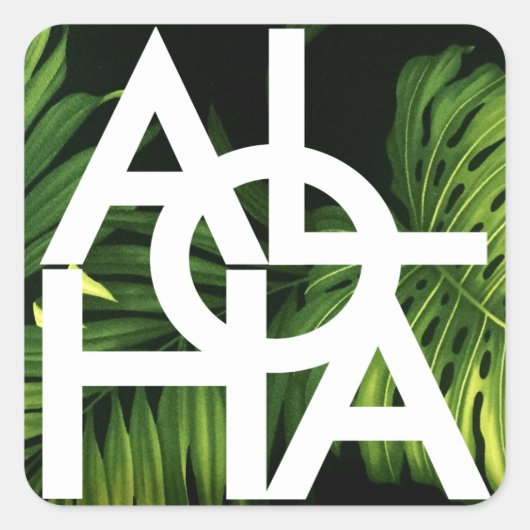 Aloha White Graphic Hawaii Palm Vierkante Sticker (Voorkant)