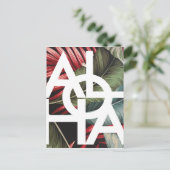 Aloha wit vierkant rode palm briefkaart (Staand voorkant)