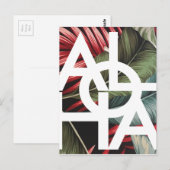 Aloha wit vierkant rode palm briefkaart (Voorkant / Achterkant)