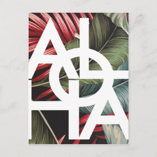 Aloha wit vierkant rode palm briefkaart