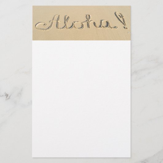 Aloha-woordbord op het strand briefpapier (Voorkant)