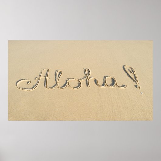 Aloha-woordbord op het strand poster (Voorkant)