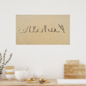 Aloha-woordbord op het strand poster (Keuken)