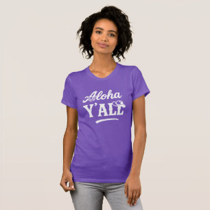 Aloha Y'all Hawaii Texas Grappig Paars Grafisch T-shirt