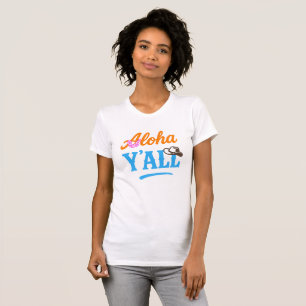 Aloha Y'all Hawaii Texas Grappige Kleurrijke Grafi T-shirt