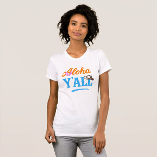 Aloha Y'all Hawaii Texas Grappige Kleurrijke Grafi T-shirt