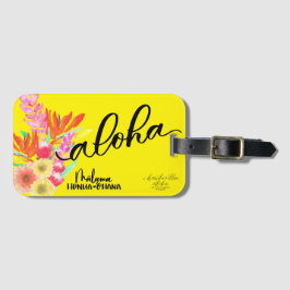 Aloha Yellow Tropical Label - Malama Honua Ohana Bagagelabel