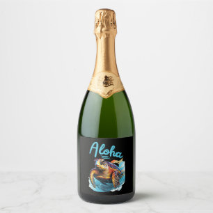 Aloha zee schildpad Hawaïaanse onderwater wereldzo Sparkling Wijnetiket