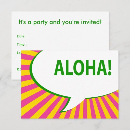 aloha! : zeepbel in de strip kaart (Voorkant / Achterkant)