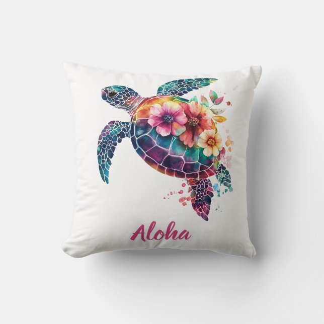 Aloha Zeeschildpad Kussen – Tropische Kust Decorat (Voorkant)