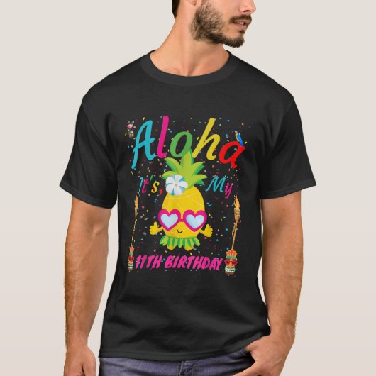 Aloha zijn mijn 11e verjaardag Hawaii meisjes zonn T-shirt (Voorkant)