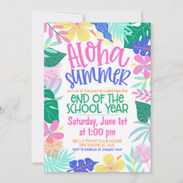 Aloha Zomer Einde Schooljaar Feest Kaart