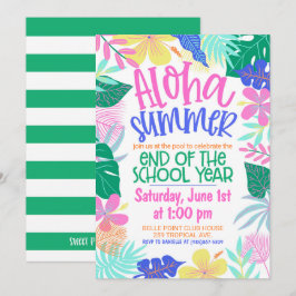 Aloha Zomer Einde Schooljaar Feest Kaart