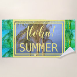 Aloha Zomer Groene Palmboom Strandhanddoek Strandlaken