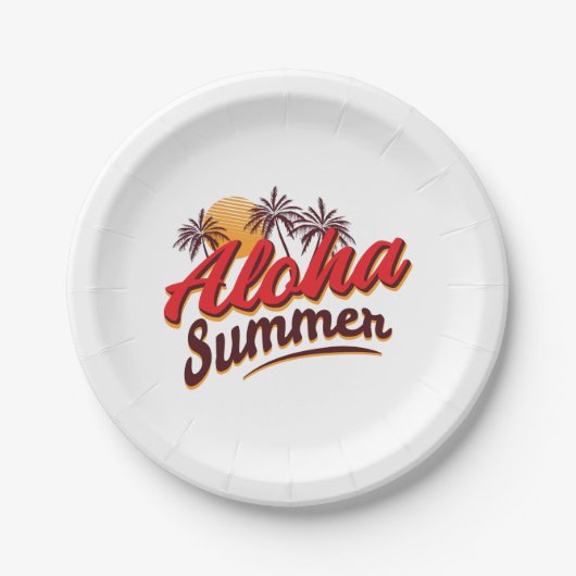 Aloha Zomer Papieren Bordje (Voorkant)