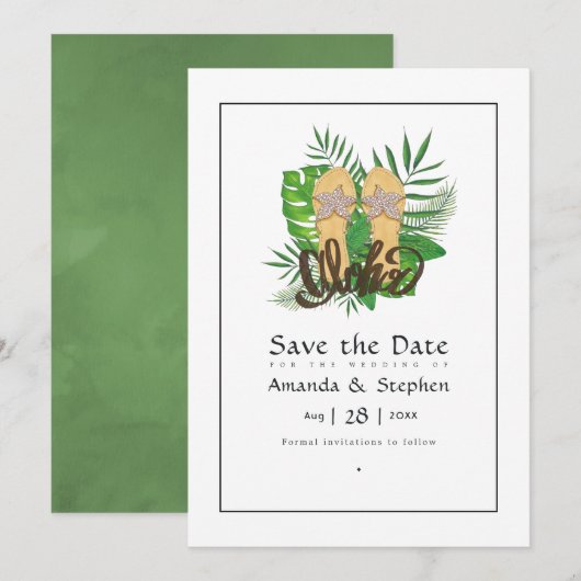 Aloha Zomer Strand Bruiloft Save The Date (Voorkant / Achterkant)