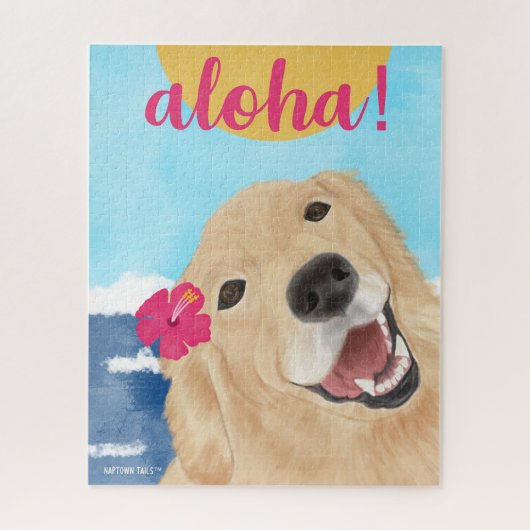 Aloha Zon en Waves Golden Retriever Jigsaw Puzzel (Verticaal)