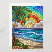 Aloha zonsondergang eiland gekleurd glas kunst kaa (Voorkant / Achterkant)