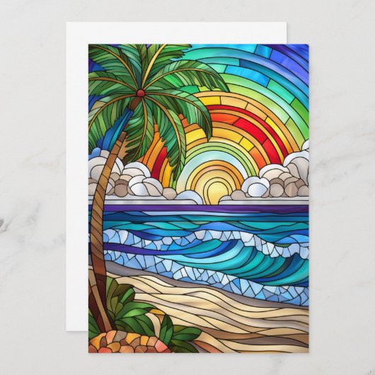 Aloha zonsondergang eiland gekleurd glas kunst kaa (Voorkant / Achterkant)