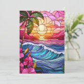 Aloha zonsondergang eiland gekleurd glas kunst kaa (Staand voorkant)