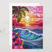 Aloha zonsondergang eiland gekleurd glas kunst kaa (Voorkant / Achterkant)