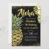 Aloha zwart goud tropische ananas verjaardag kaart (Voorkant)