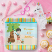 Aloha zwart haar jongen partij papieren bordje (Feest)