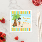 Aloha zwart haar jongen partij servet (Insitu)