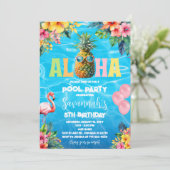 Aloha Zwembad Feest Verjaardag Kaart (Staand voorkant)