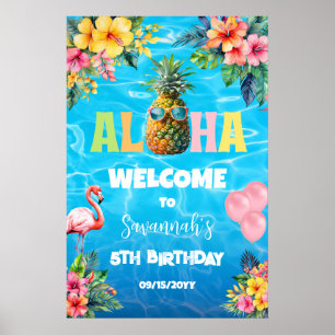 Aloha Zwembad Feest Verjaardags Welkom Poster
