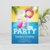 Aloha Zwembad Party Bloemen Verjaardag Kaart (Staand voorkant)