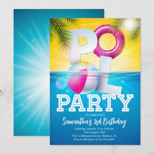 Aloha Zwembad Party Bloemen Verjaardag Kaart (Voorkant / Achterkant)